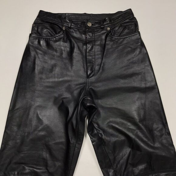 Vtg 80s DEERSKIN Trading Black Leather Jean Pants Men 28X30 Lined Rock Star - Picture 11 of 16